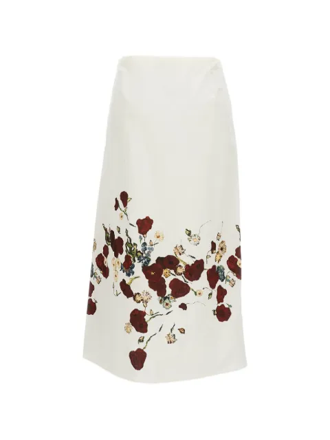 KHAITE floral-print midi skirt