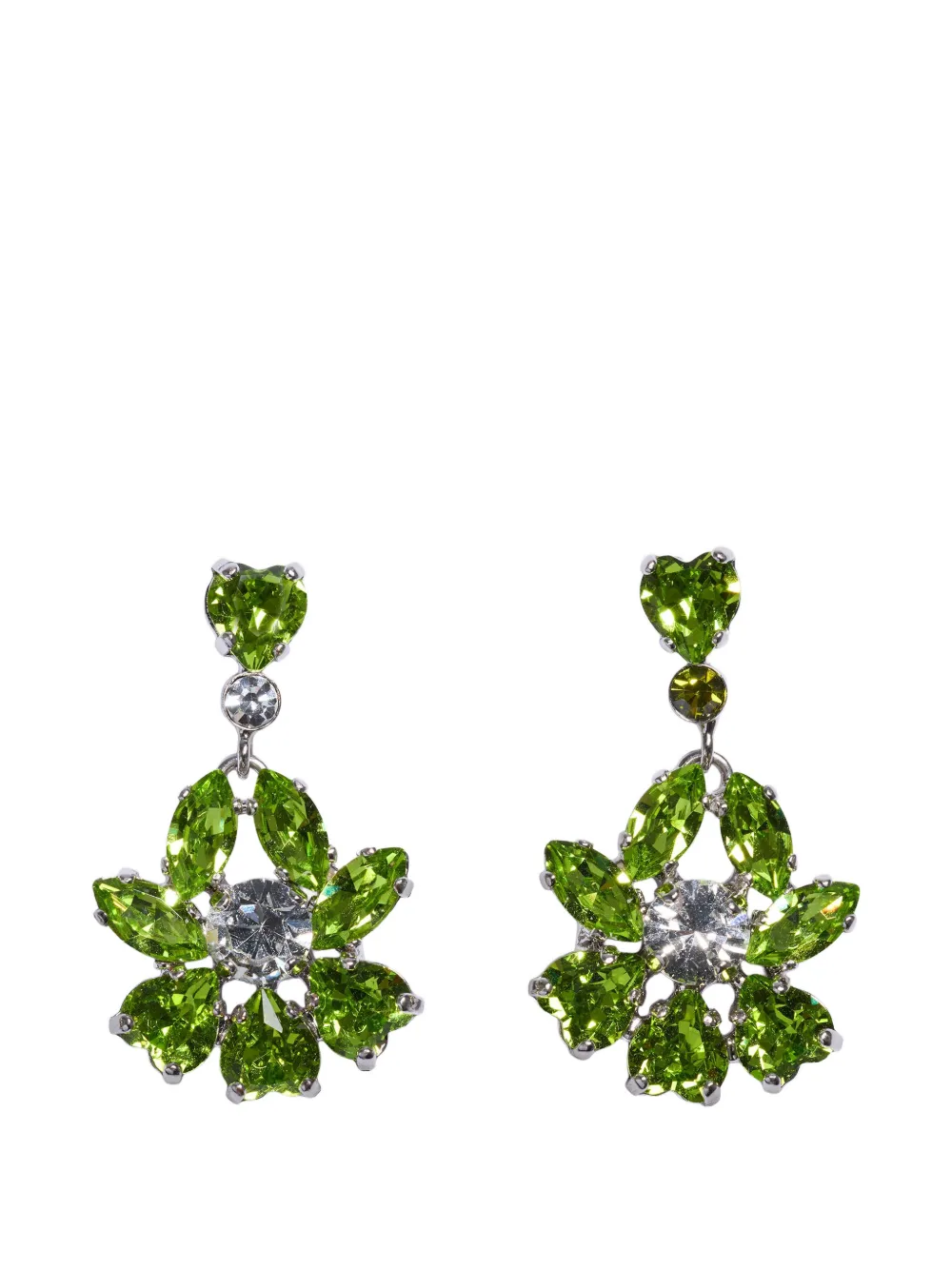 Simone Rocha Heartbloom crystal drop earrings - Argento