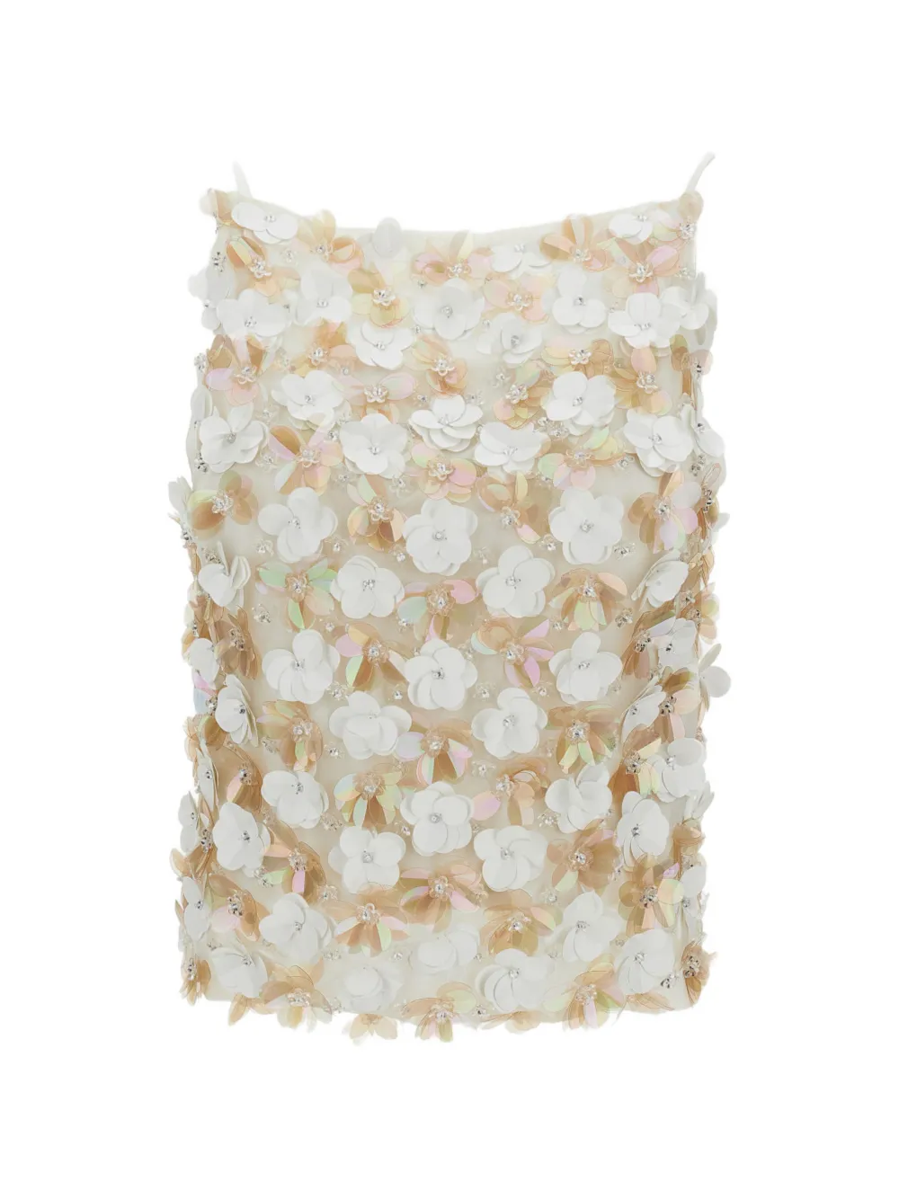 P.A.R.O.S.H. open-back flower-embellished top - Bianco