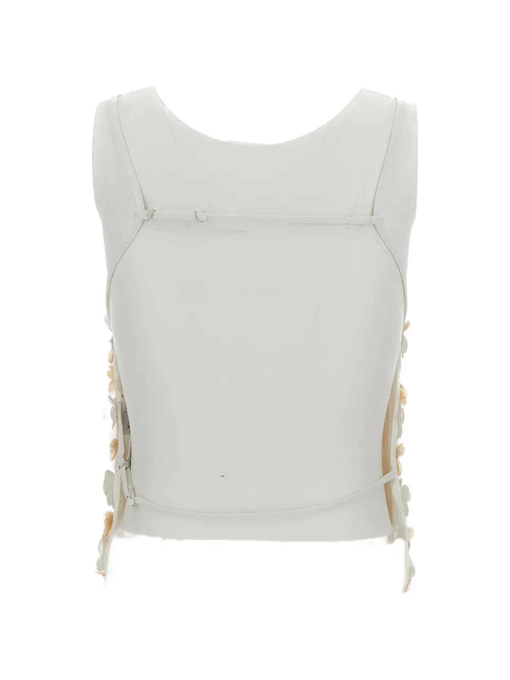  P.a.r.o.s.h. Sleeveless Floral-appliqué Top - White 