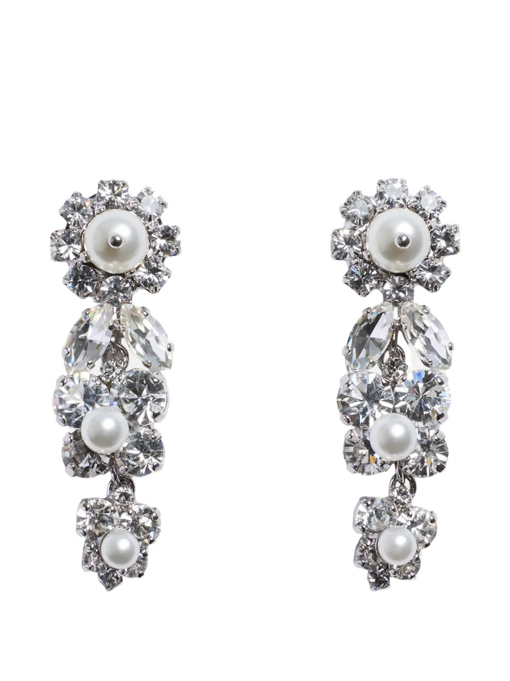 Simone Rocha Daisy crystal cluster earrings - Argento