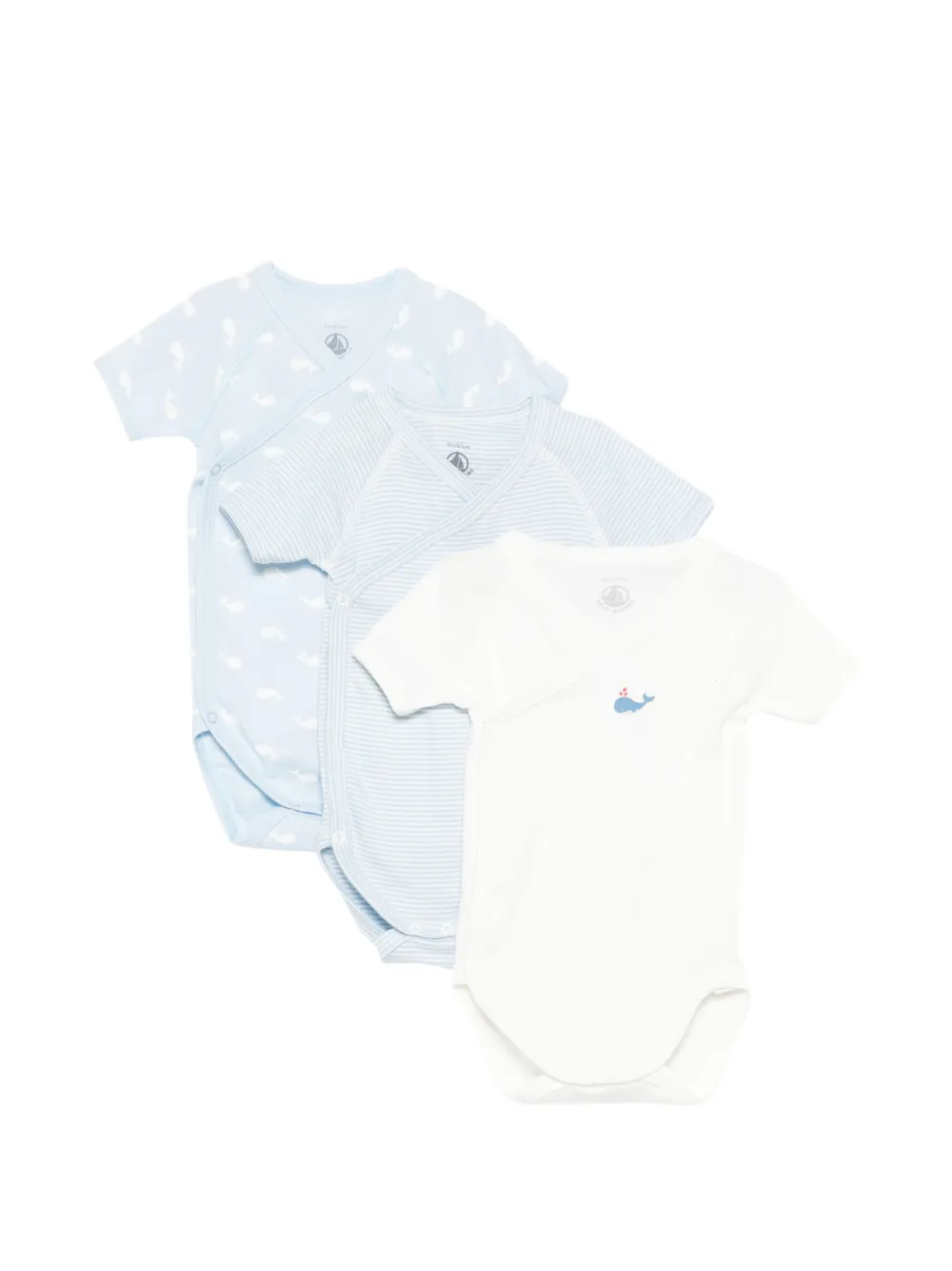 Petit Bateau cross-over bodies (set of three) - Blu
