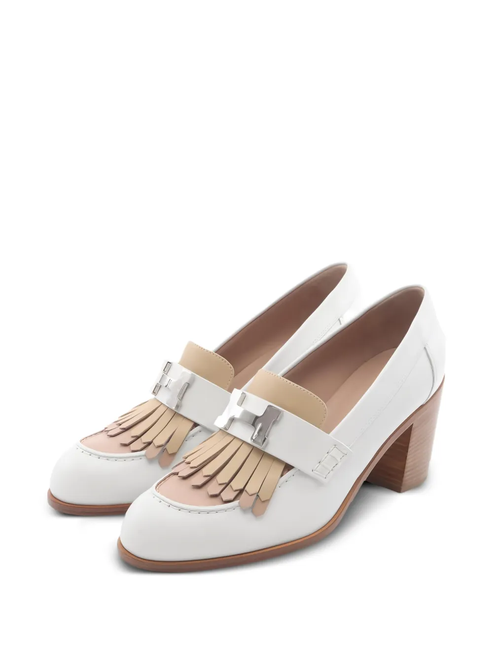Hermès Pre-Owned 2010s elysee fringe leather pumps - Bianco