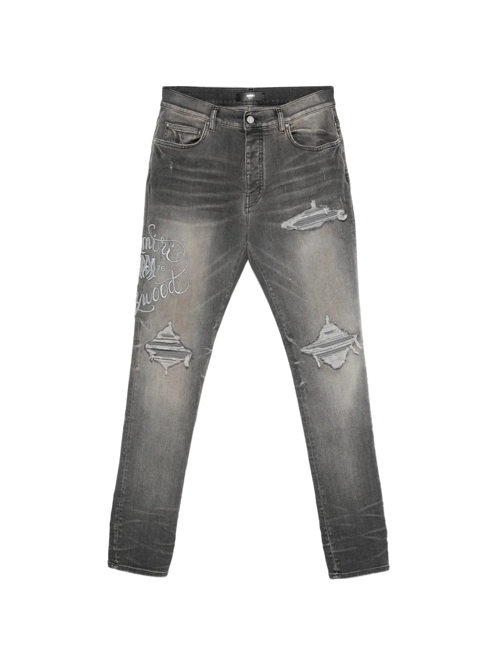 AMIRI ripped embroidery jeans - Grigio