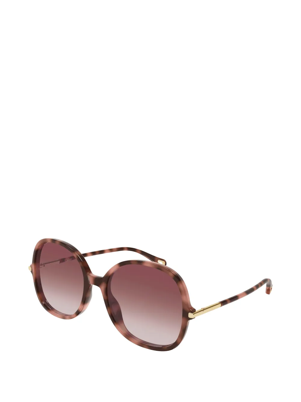 Chloé Eyewear Zonnebril met rond montuur en schildpadschild design Bruin