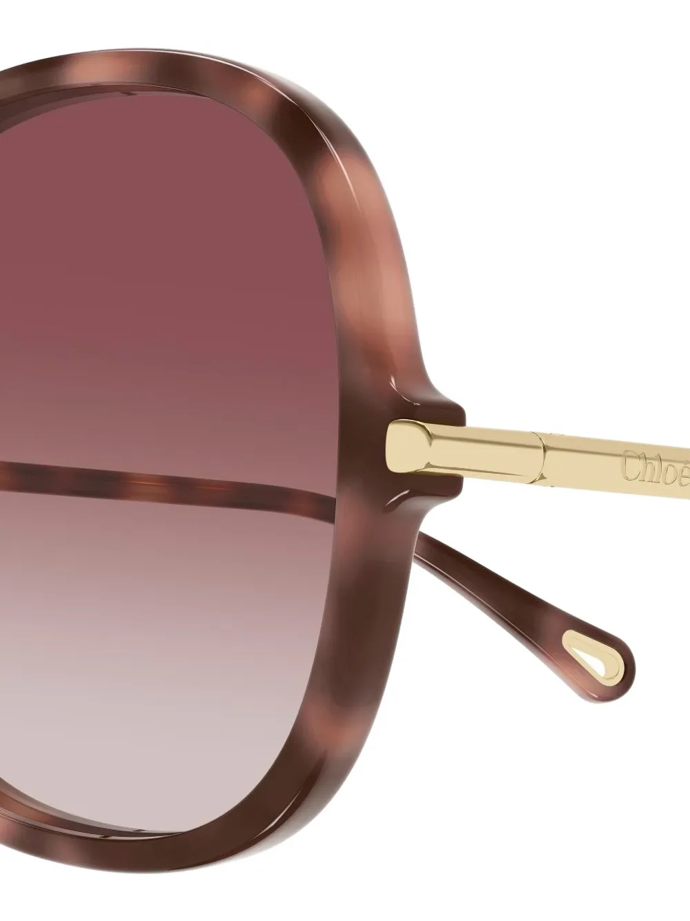 Chloé Eyewear Zonnebril met rond montuur en schildpadschild design Bruin