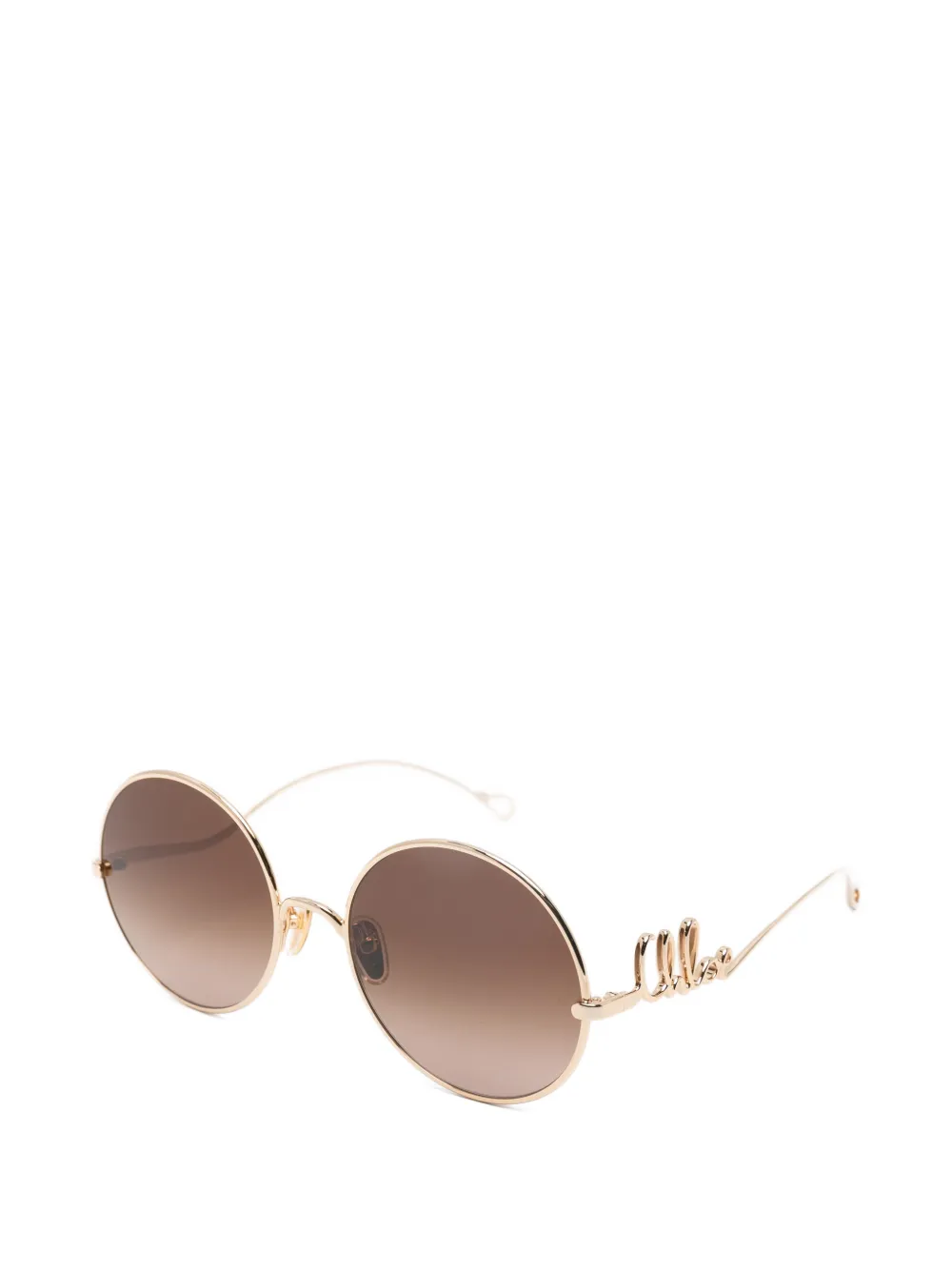  Chloé Eyewear Chloe Oversized Circle Brown Grad Lens Metal Sunglasses - 001 Gold Gradient Brown 