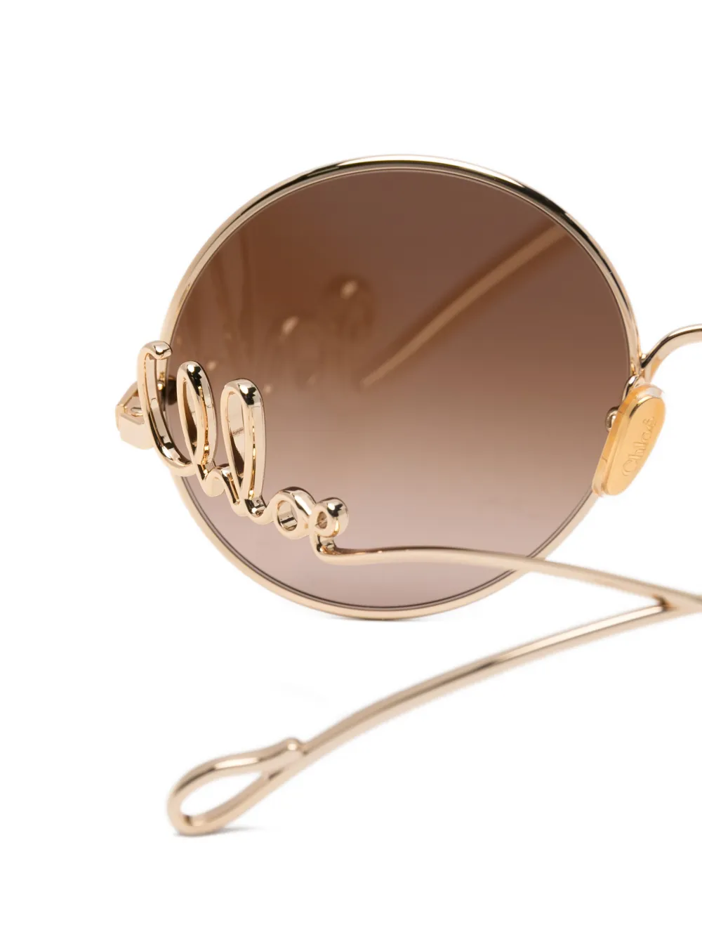 Chloé Eyewear Chloe Oversized Circle Brown Grad Lens Metal Sunglasses - 001 Gold Gradient Brown 
