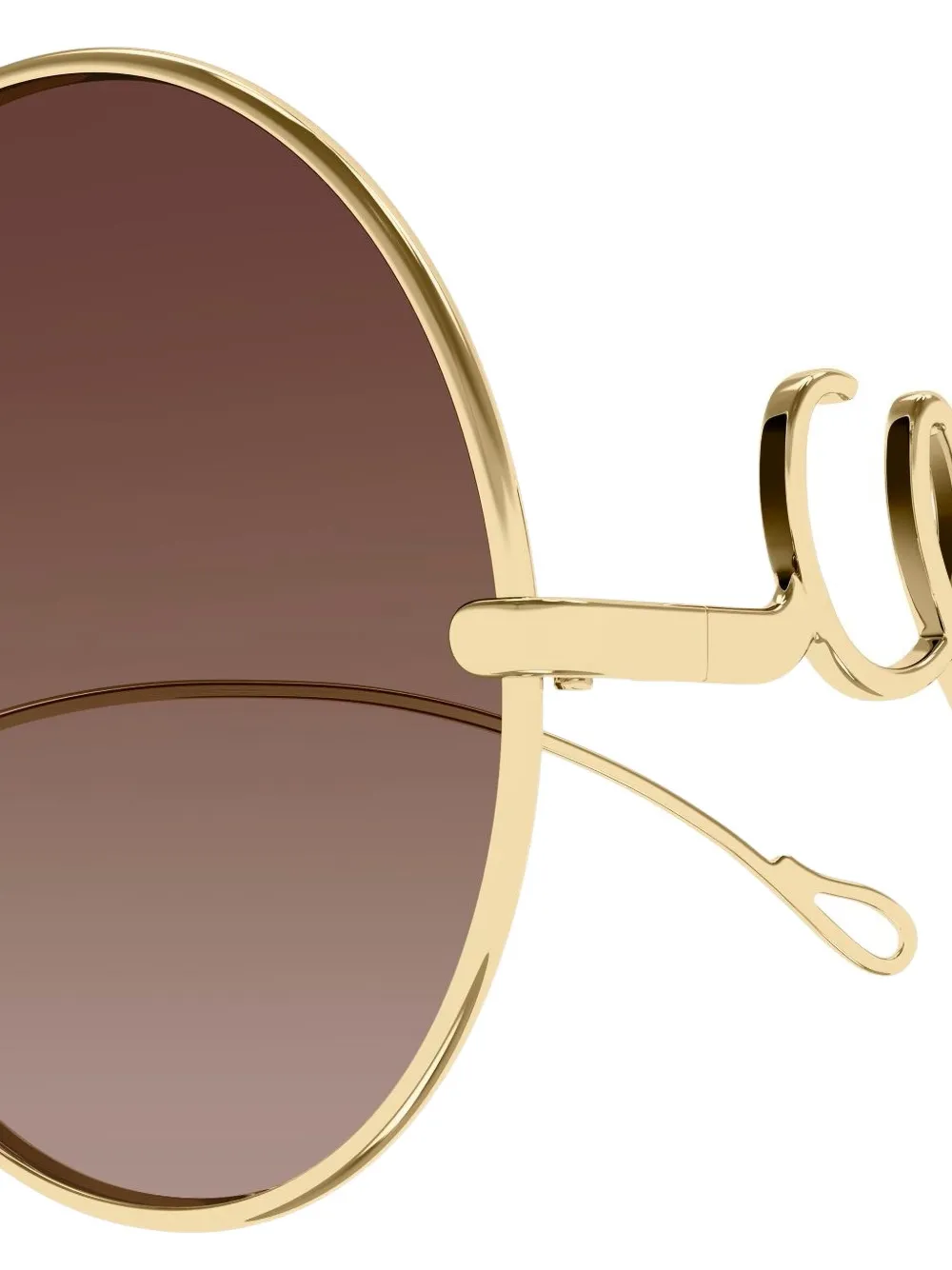 Chloé Eyewear Zonnebril met rond montuur en logo Goud