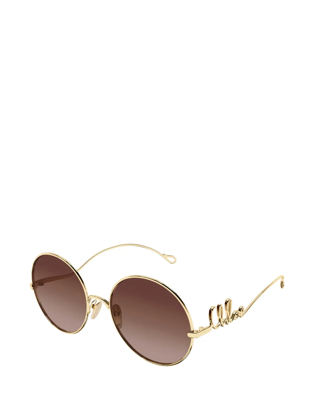 Chloé Eyewear Zonnebril met rond montuur en logo Goud