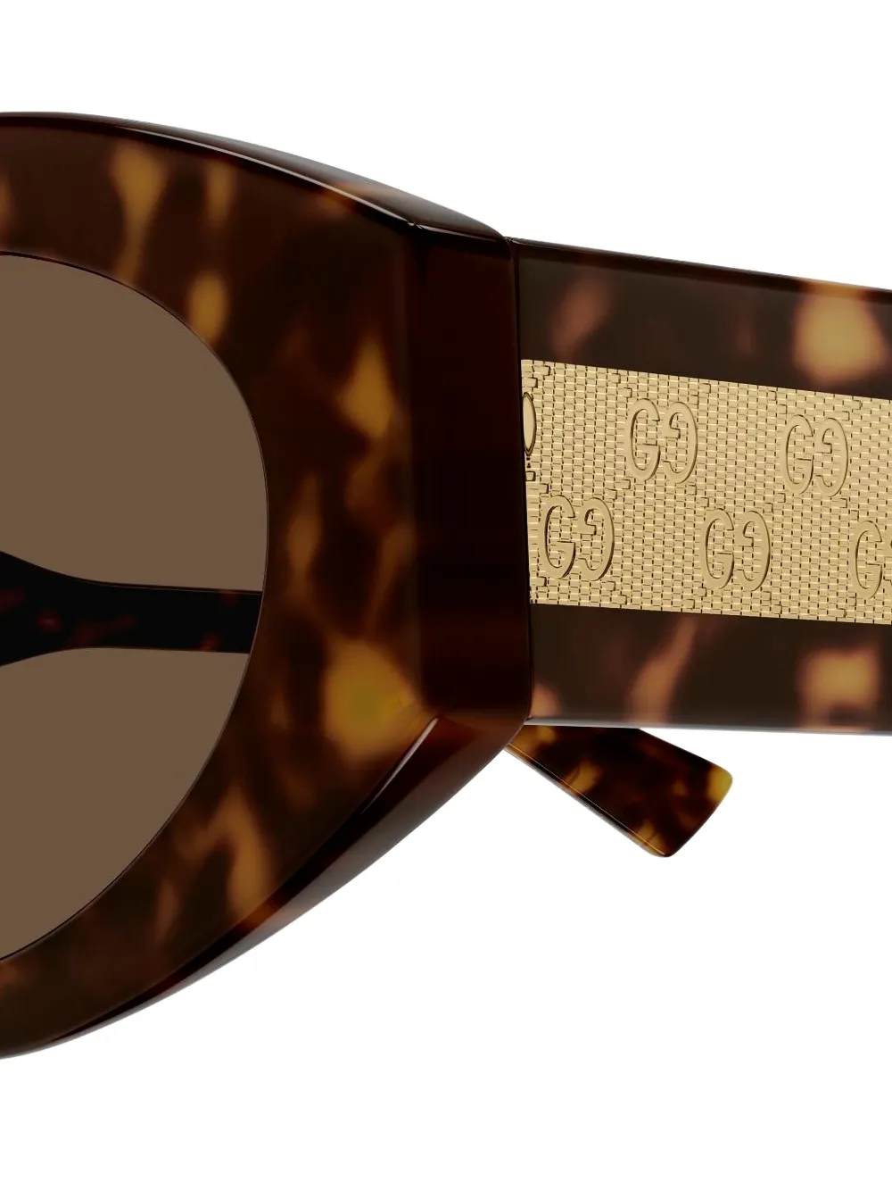 Gucci Eyewear Zonnebril met logodetail en ovalen montuur Bruin