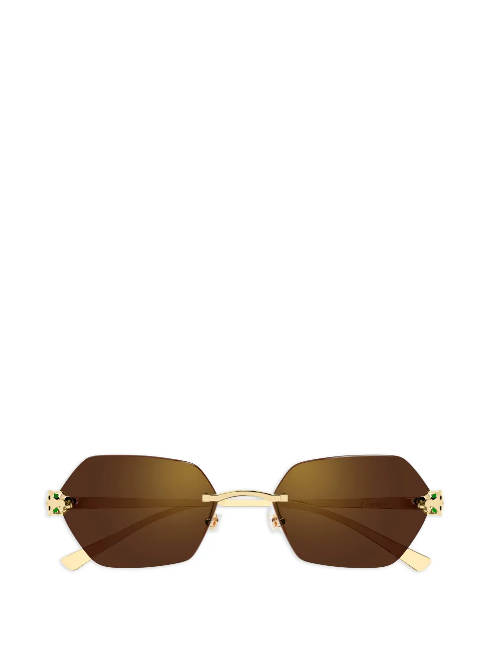 Cartier Eyewear Geometrische Sonnenbrille ohne Rahmen - Braun