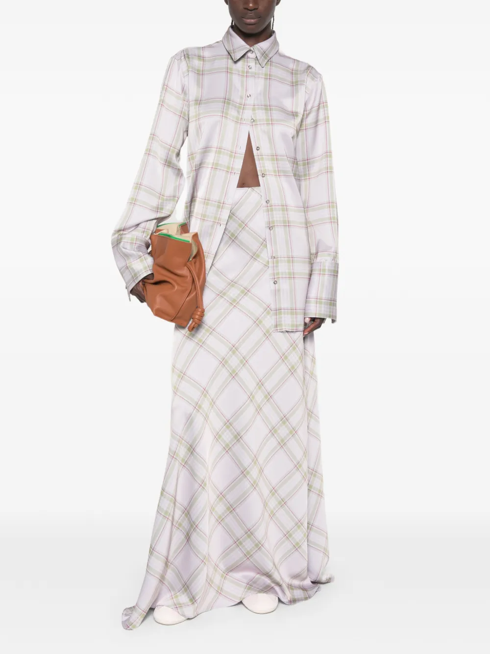 Marques'Almeida Maxi-rok met tartan-ruit Paars