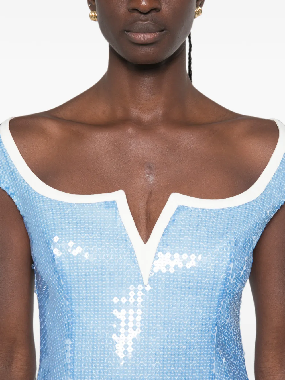 SHUSHU/TONG Sequin-embellishment Top in Blue, view 5