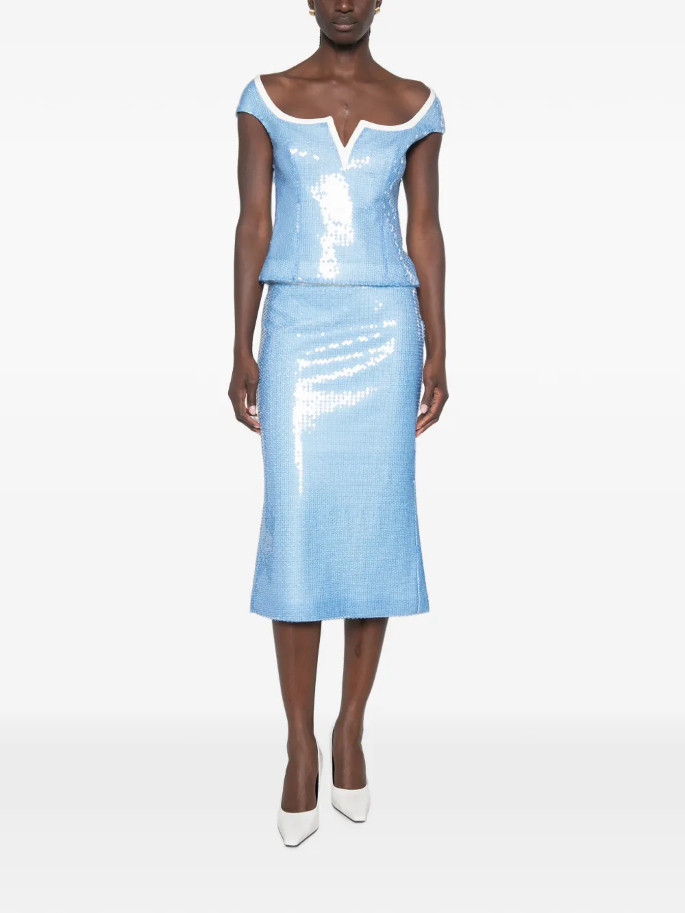 SHUSHU/TONG Sequin-embellishment Top in Blue, view 2