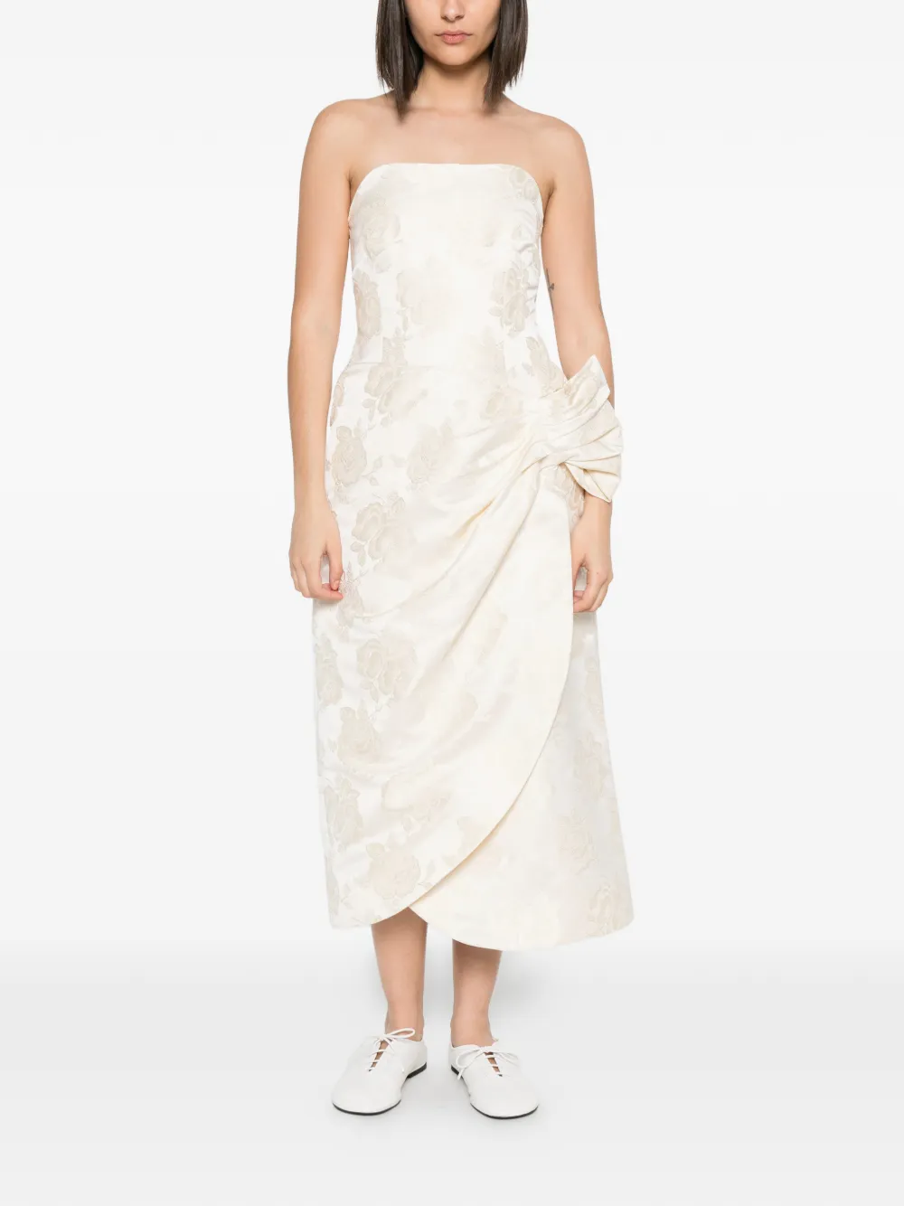 Simone Rocha Sash midi-jurk Beige