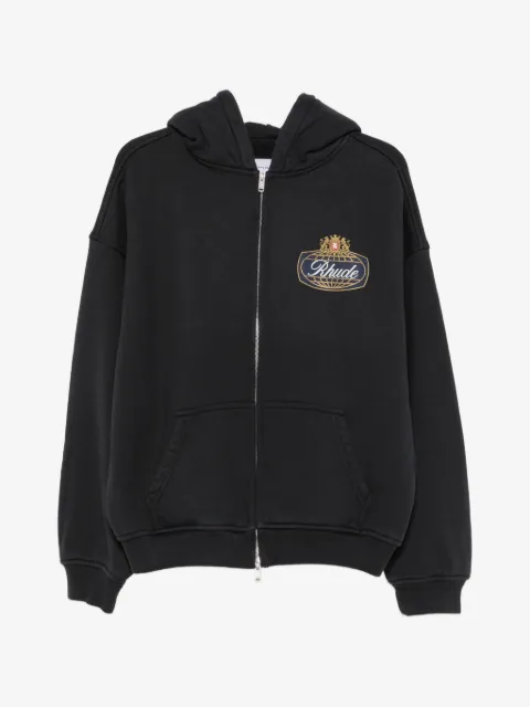 RHUDE logo-print zip-up hoodie