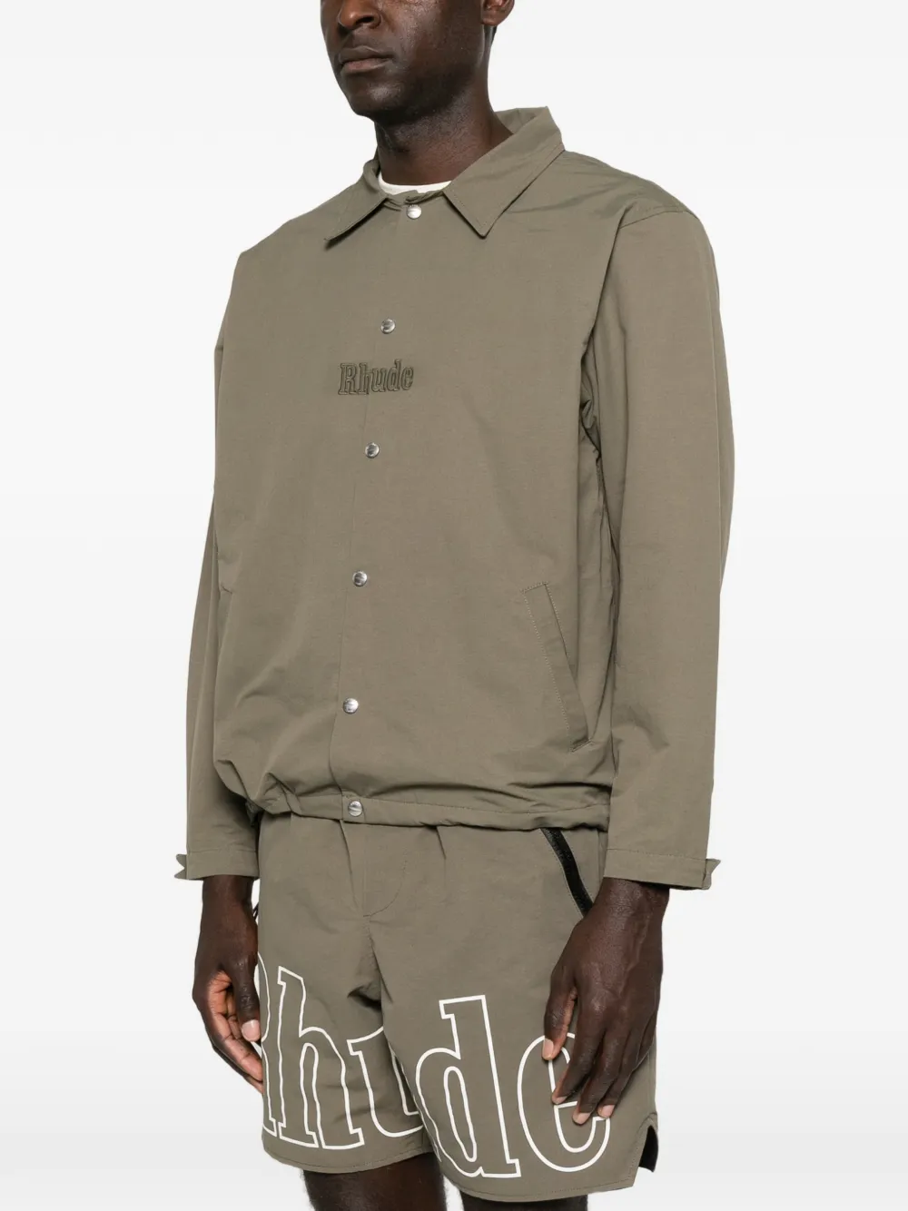 RHUDE Shirtjack met geborduurd logo Groen