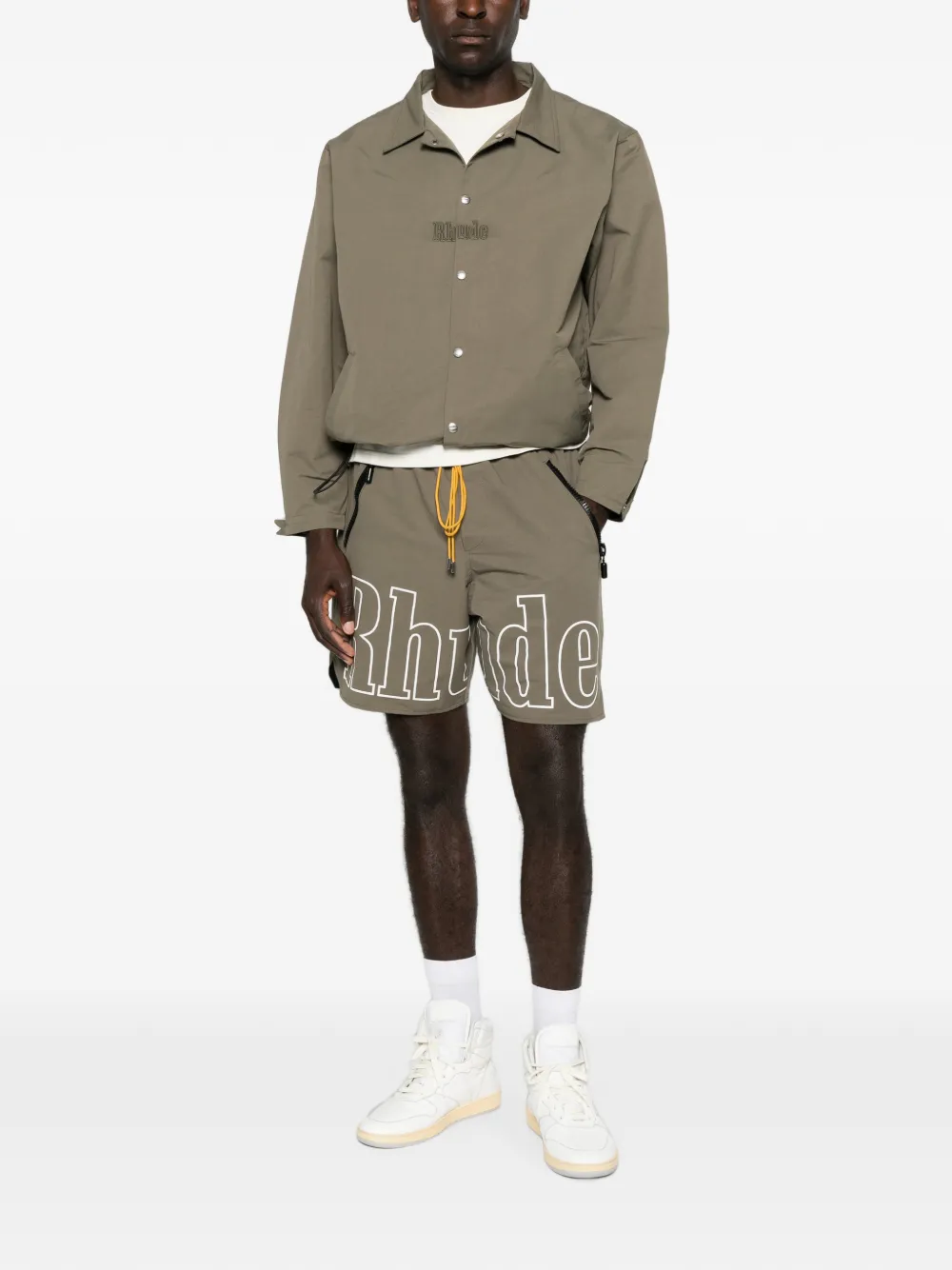 RHUDE Shirtjack met geborduurd logo Groen