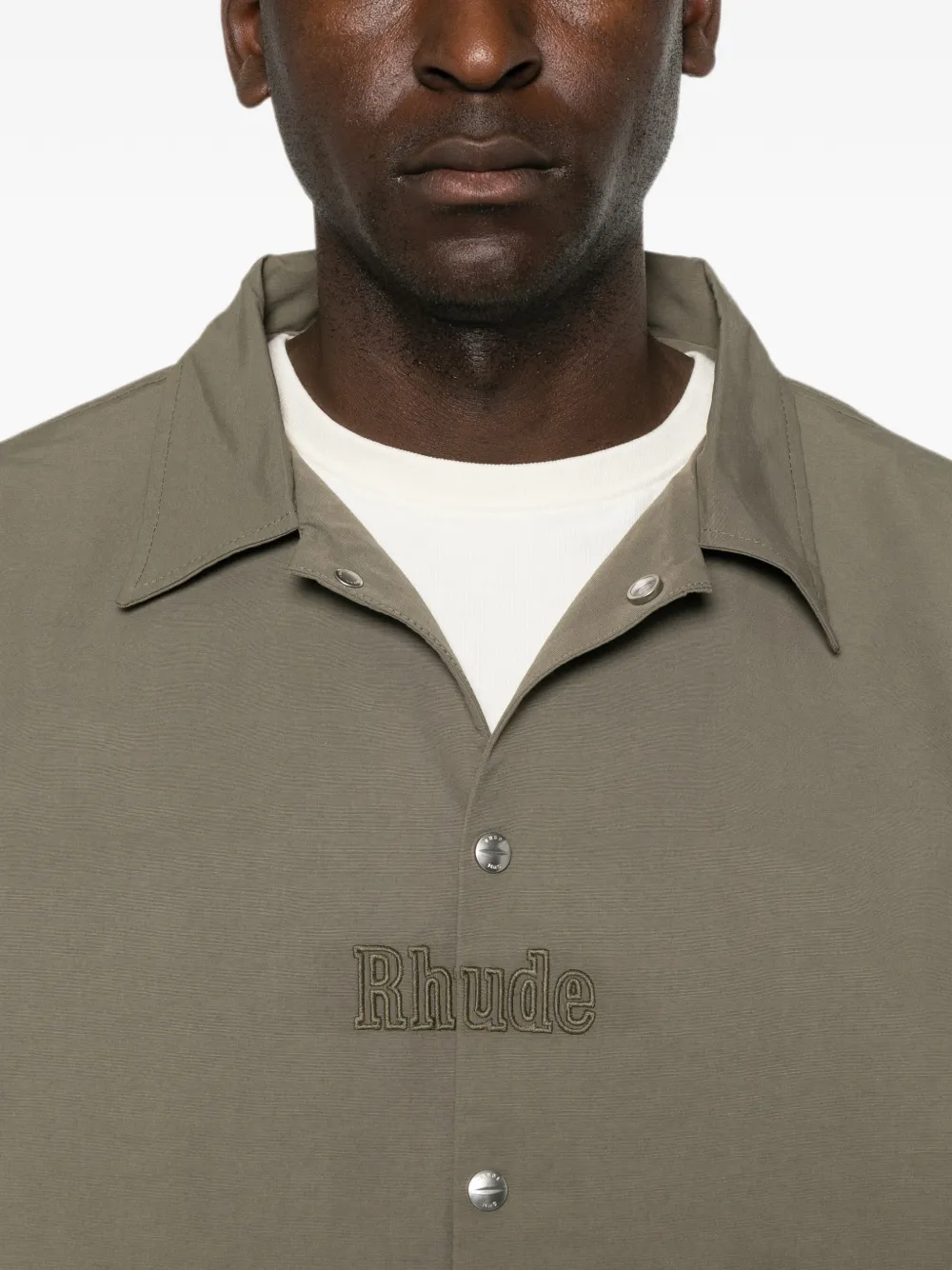 RHUDE Shirtjack met geborduurd logo Groen