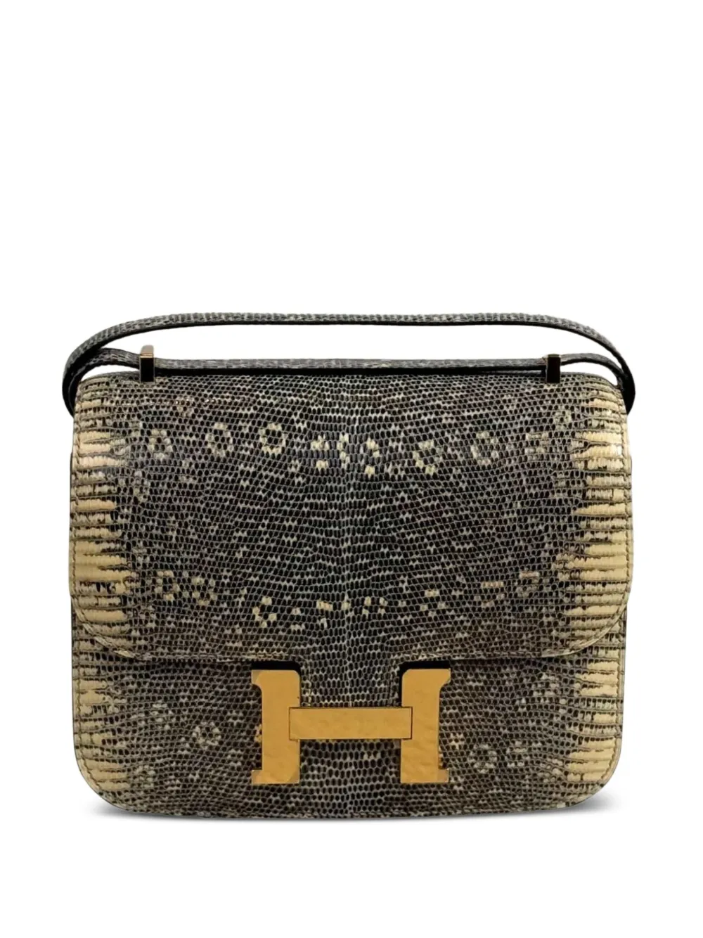 Hermès Pre-Owned 2021 18 Constance lizard shoulder bag - Black