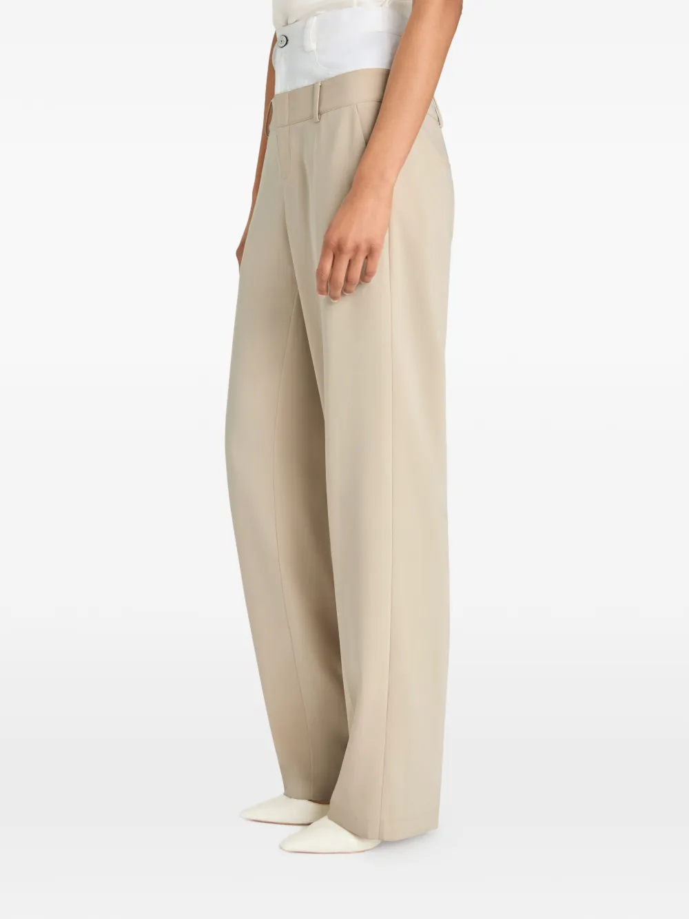 Cinq A Sept Dionne broek met dubbele tailleband Beige