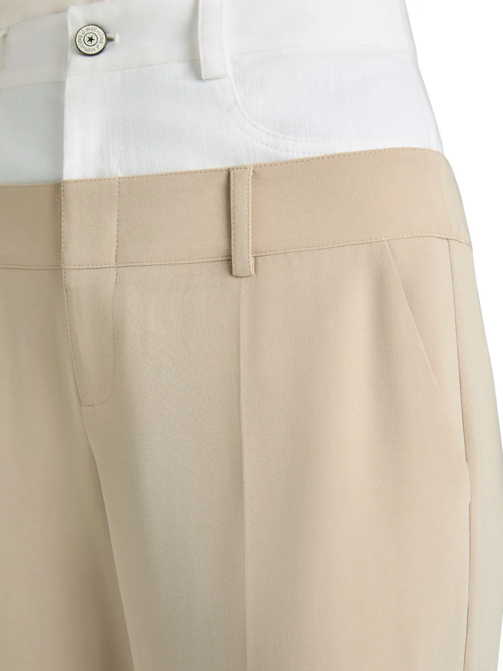 Cinq A Sept Dionne broek met dubbele tailleband Beige