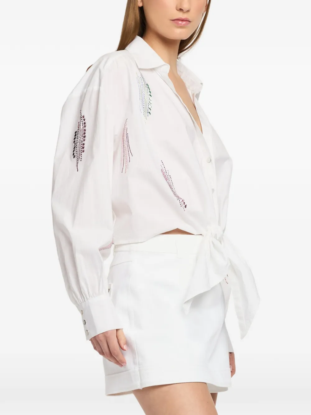 Cinq A Sept Marianna Paillette Whirl gestrikte blouse Wit
