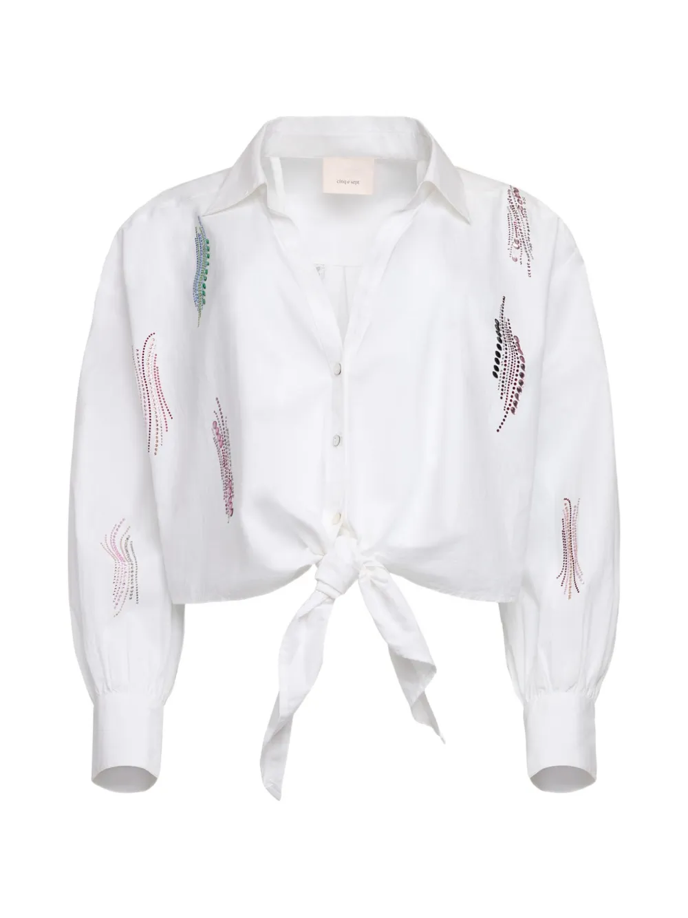 Cinq A Sept Marianna Paillette Whirl tied shirt - Bianco