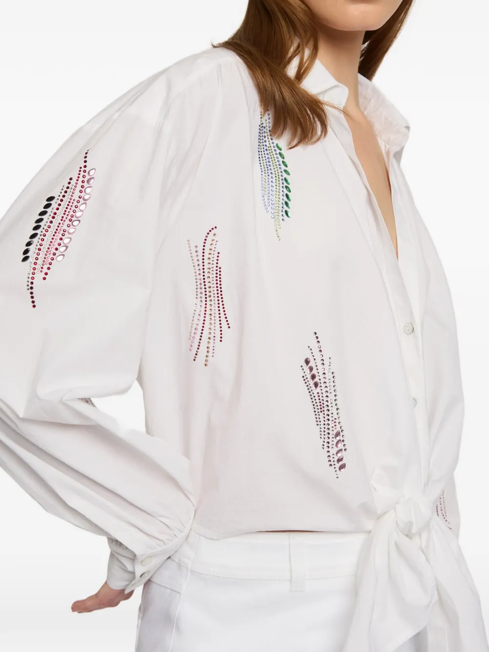 Cinq A Sept Marianna Paillette Whirl gestrikte blouse Wit
