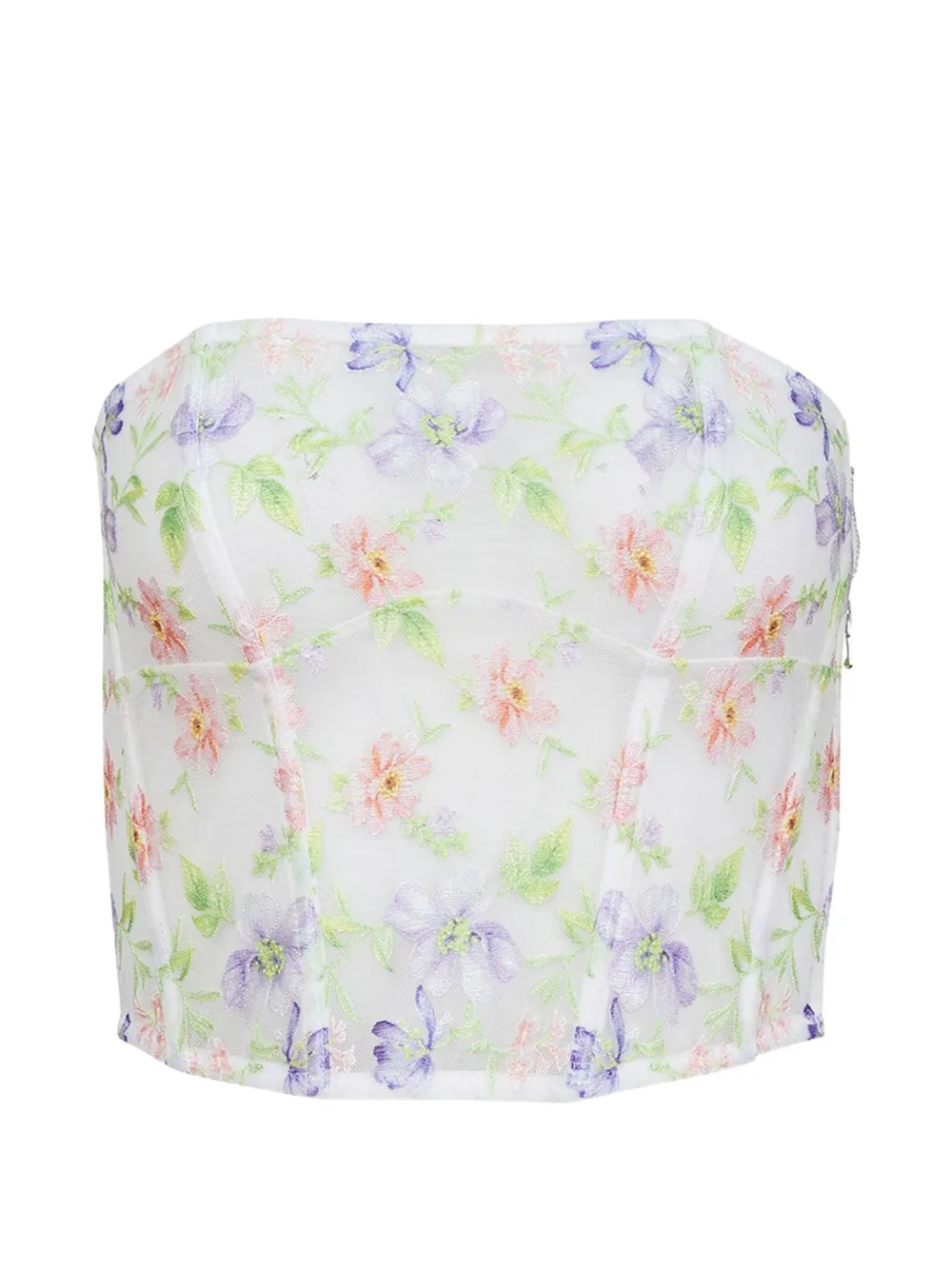 Fleur Du Mal Elara embroidered corset top - Bianco