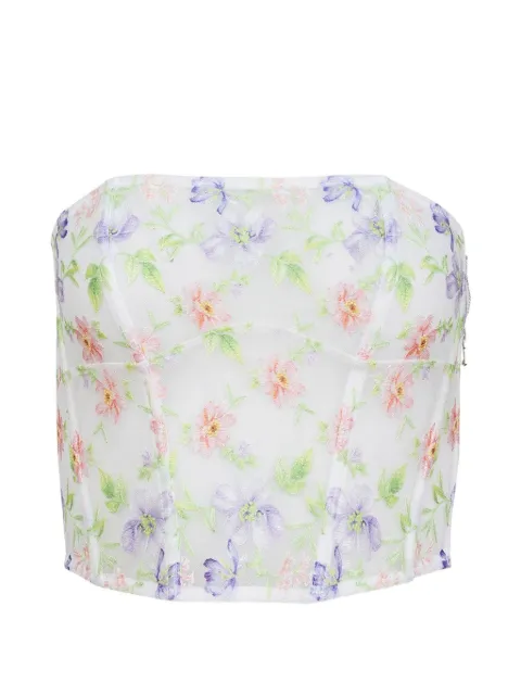 Fleur Du Mal top estilo corset bordado