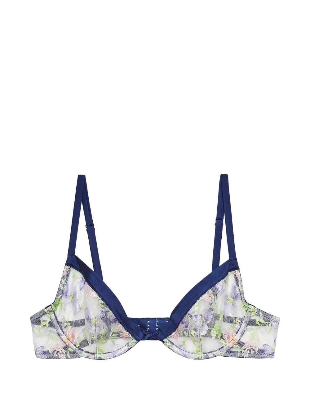 Fleur Du Mal Elara embroidered demi bra - Blu
