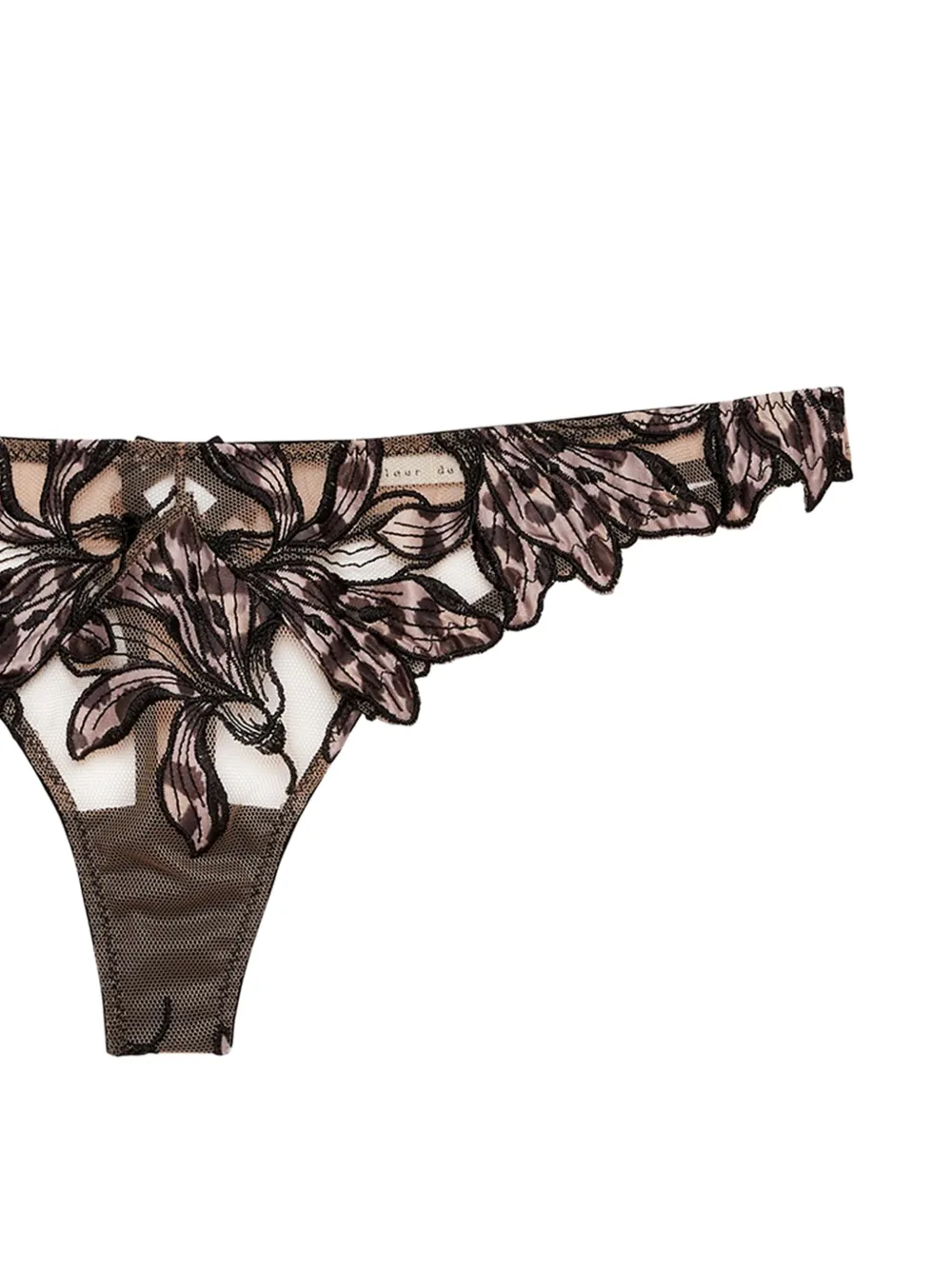  Fleur Du Mal Lily Embroidery Thong - Neutrals 