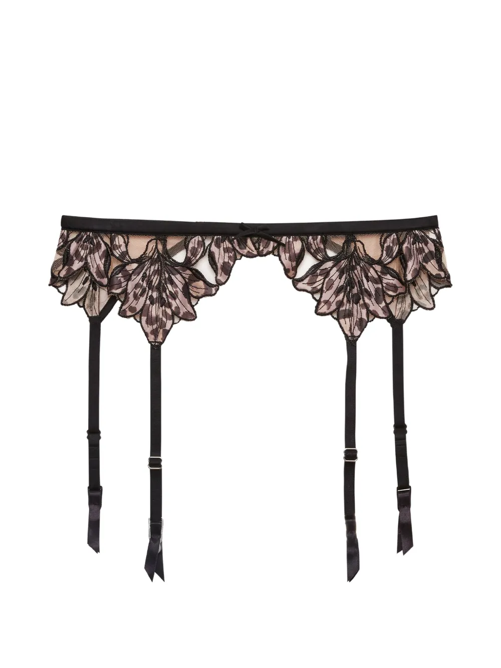 Fleur Du Mal Lily embroidery garter - Nero