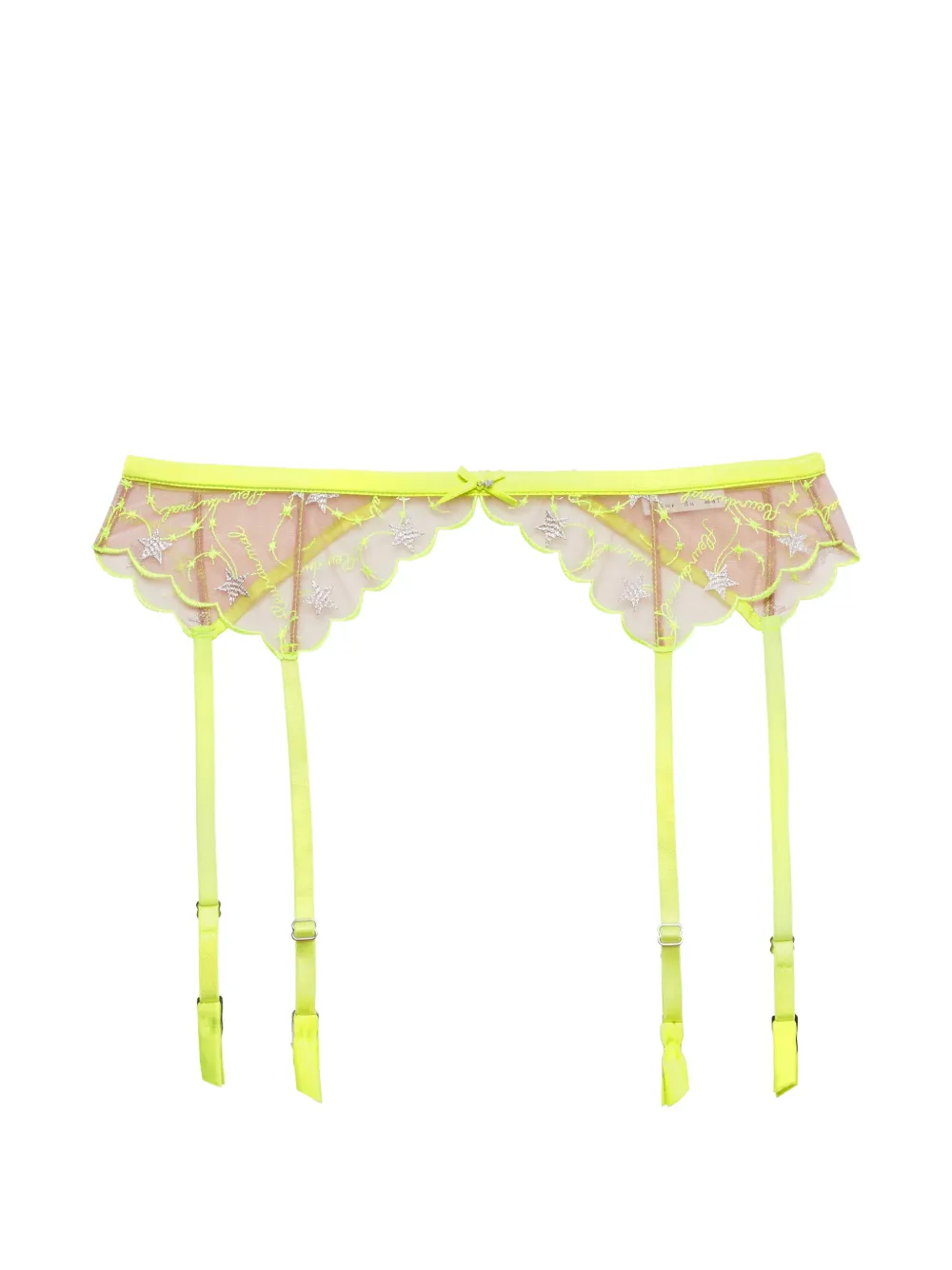 Fleur Du Mal Étoile Strumpfhalter mit Stickerei - Gelb