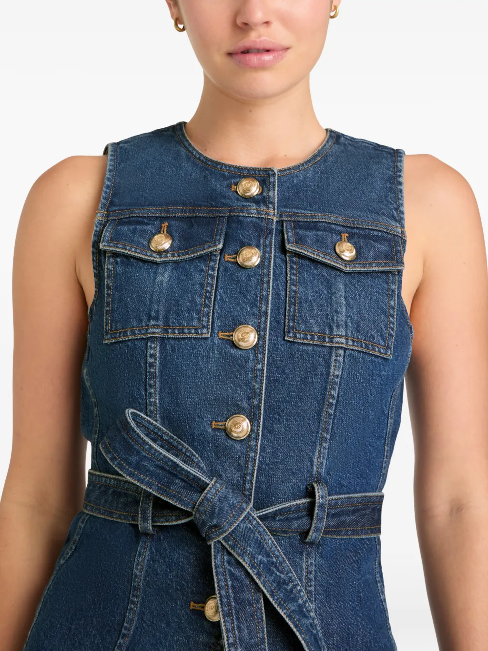 Cinq A Sept Reenee button jeans met ceintuur Blauw