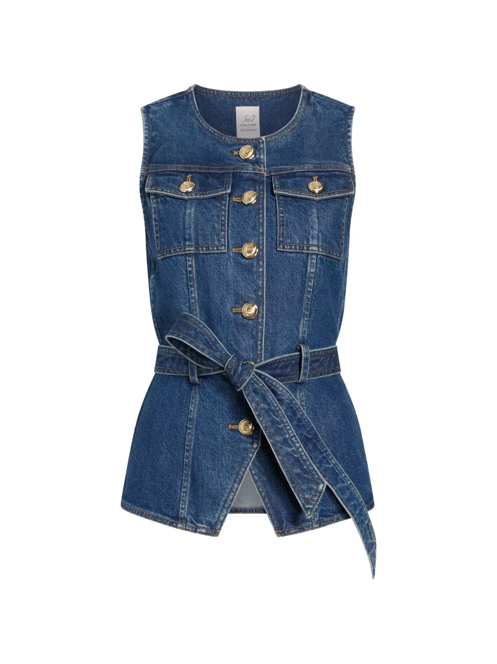 Cinq A Sept Reenee button belted jean vest - Blu