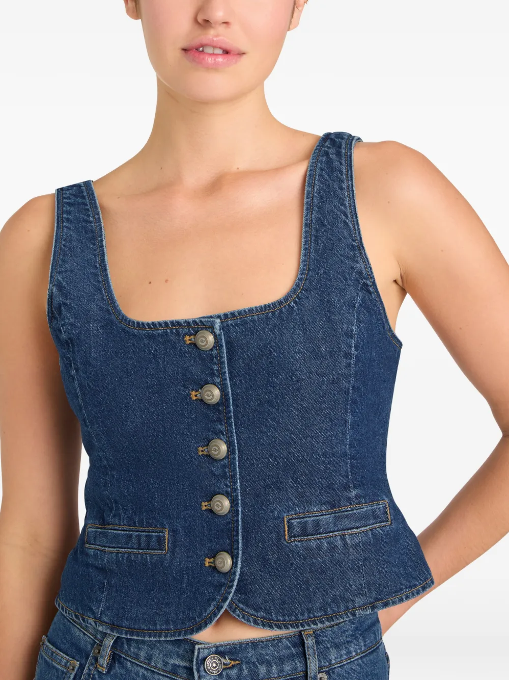 Cinq A Sept Rowena button-up denim top Blauw