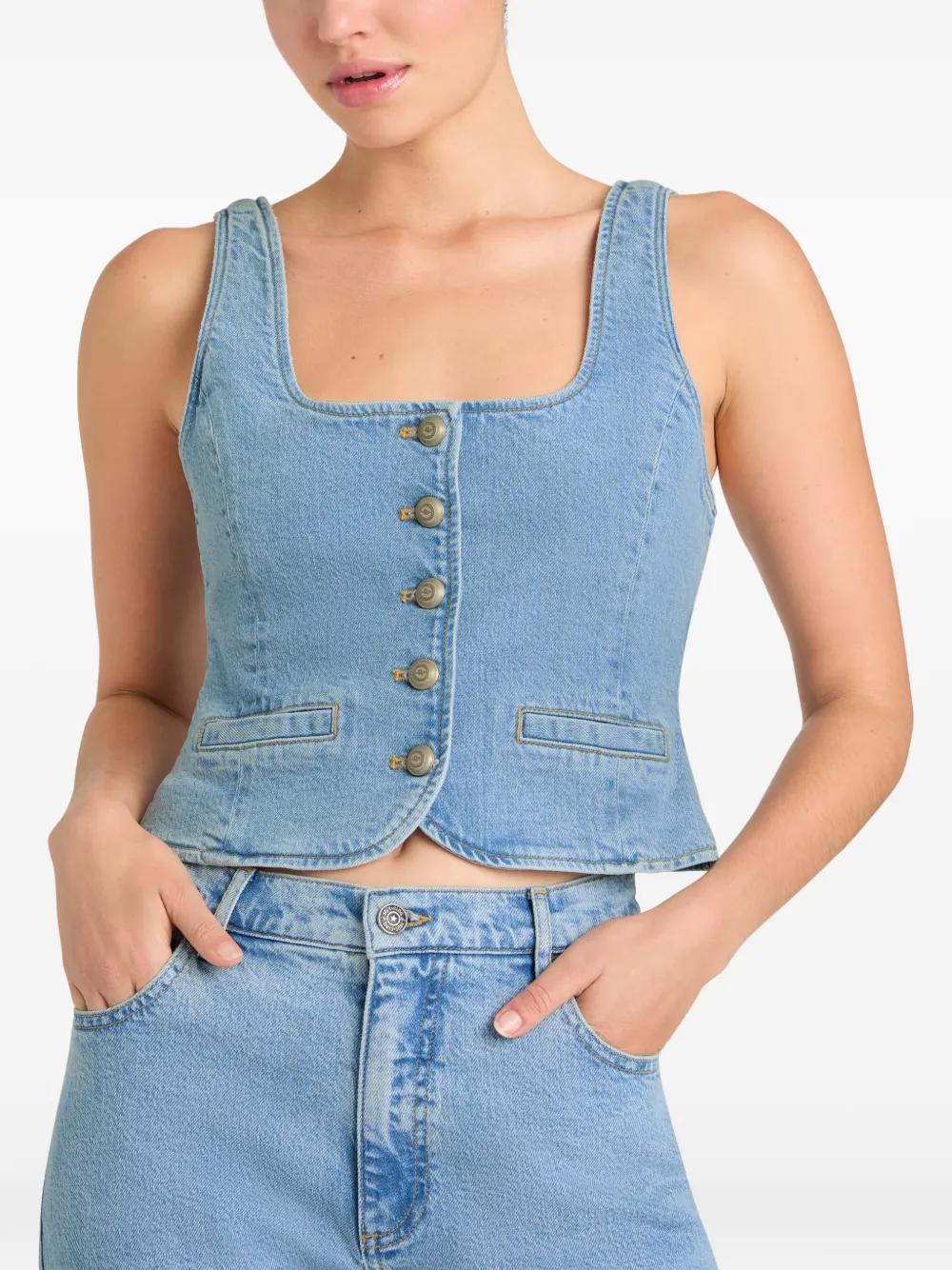 Rowena Button-Up Denim Top