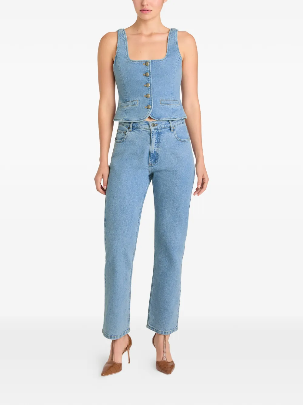 Rowena Button-Up Denim Top