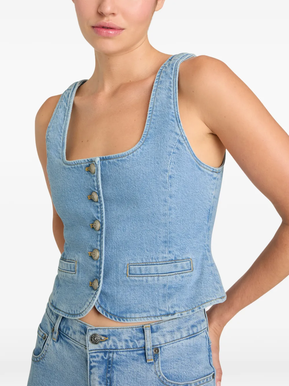 Rowena Button-Up Denim Top