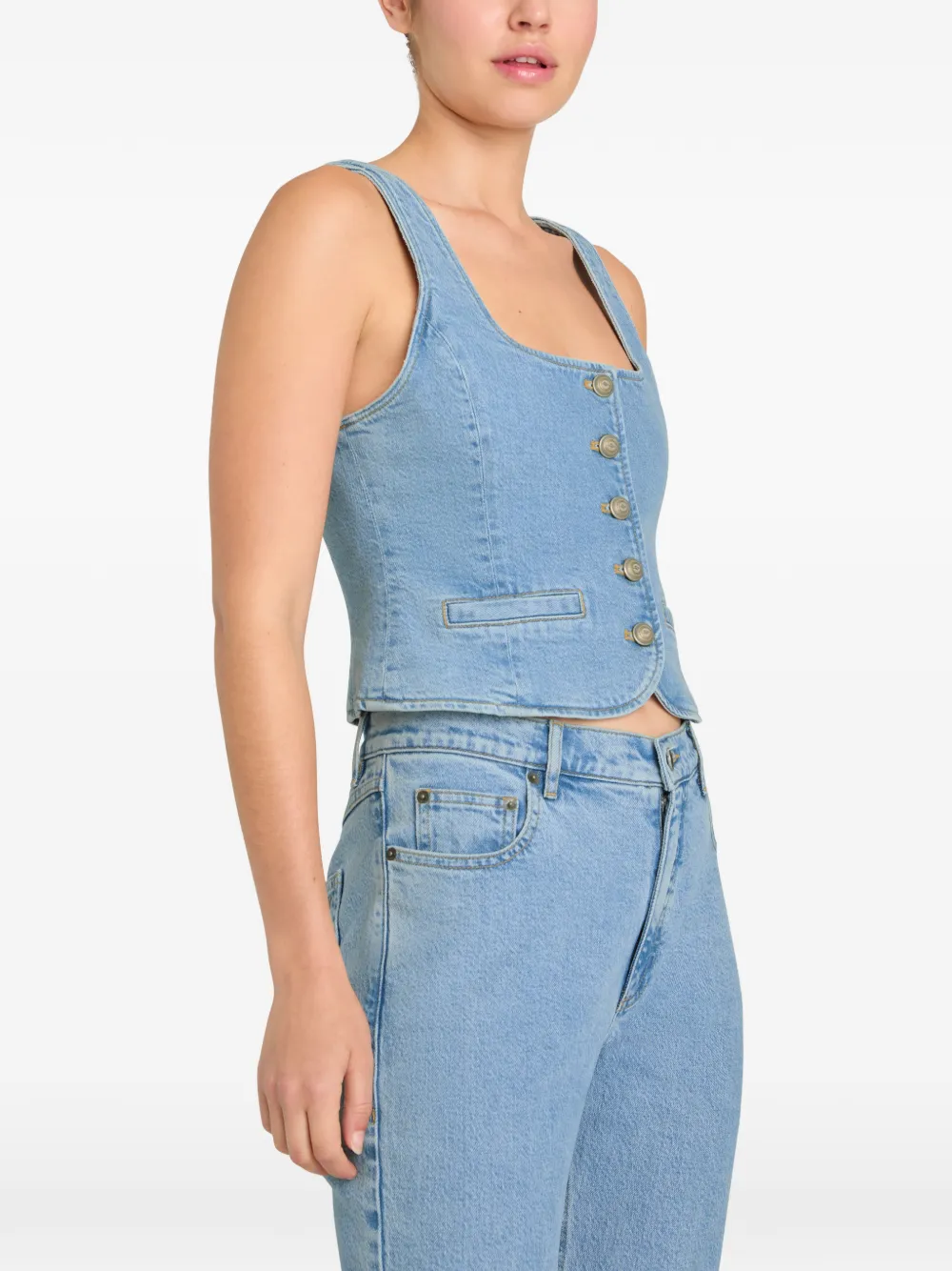 Rowena Button-Up Denim Top