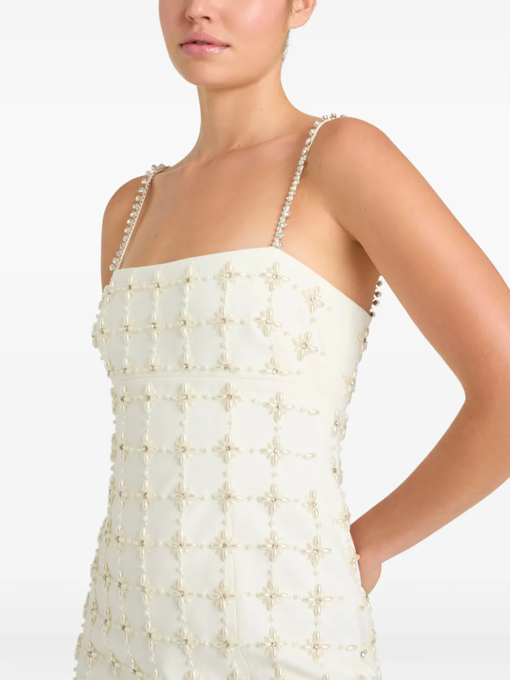 Cinq A Sept Pearl Crystal Iris Satine mini-jurk Beige