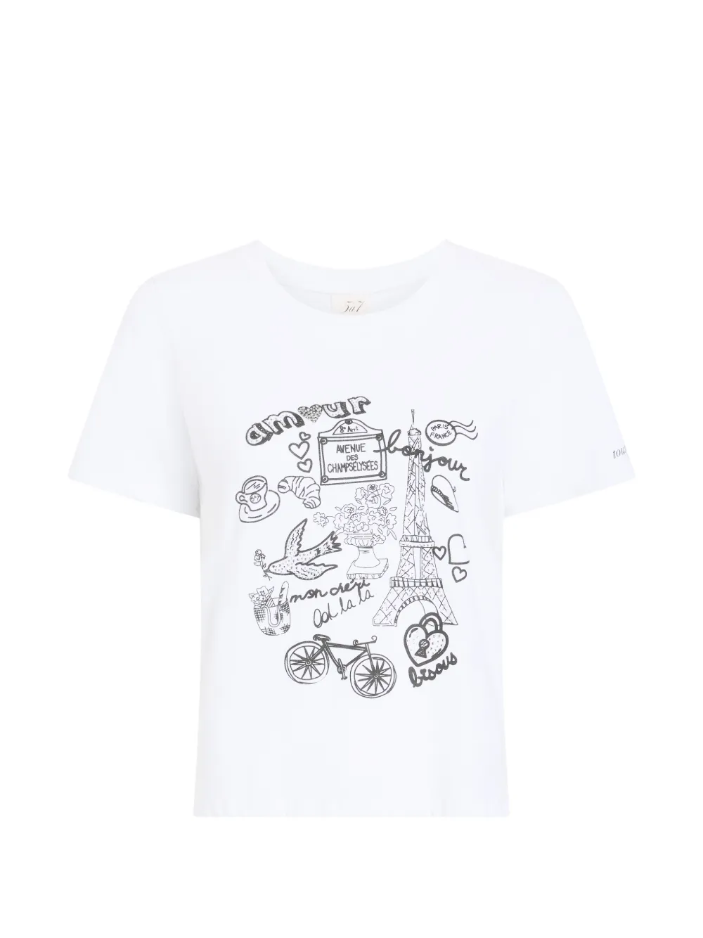 Cinq A Sept Rhinestone doodle shrunken T-shirt - Bianco