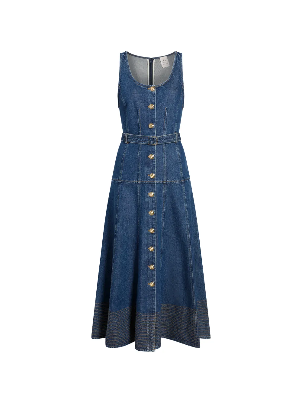 Cinq A Sept Kehlani button belted jean midi dress - Blu