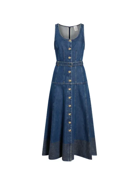 Cinq A Sept Kehlani button belted jean midi dress