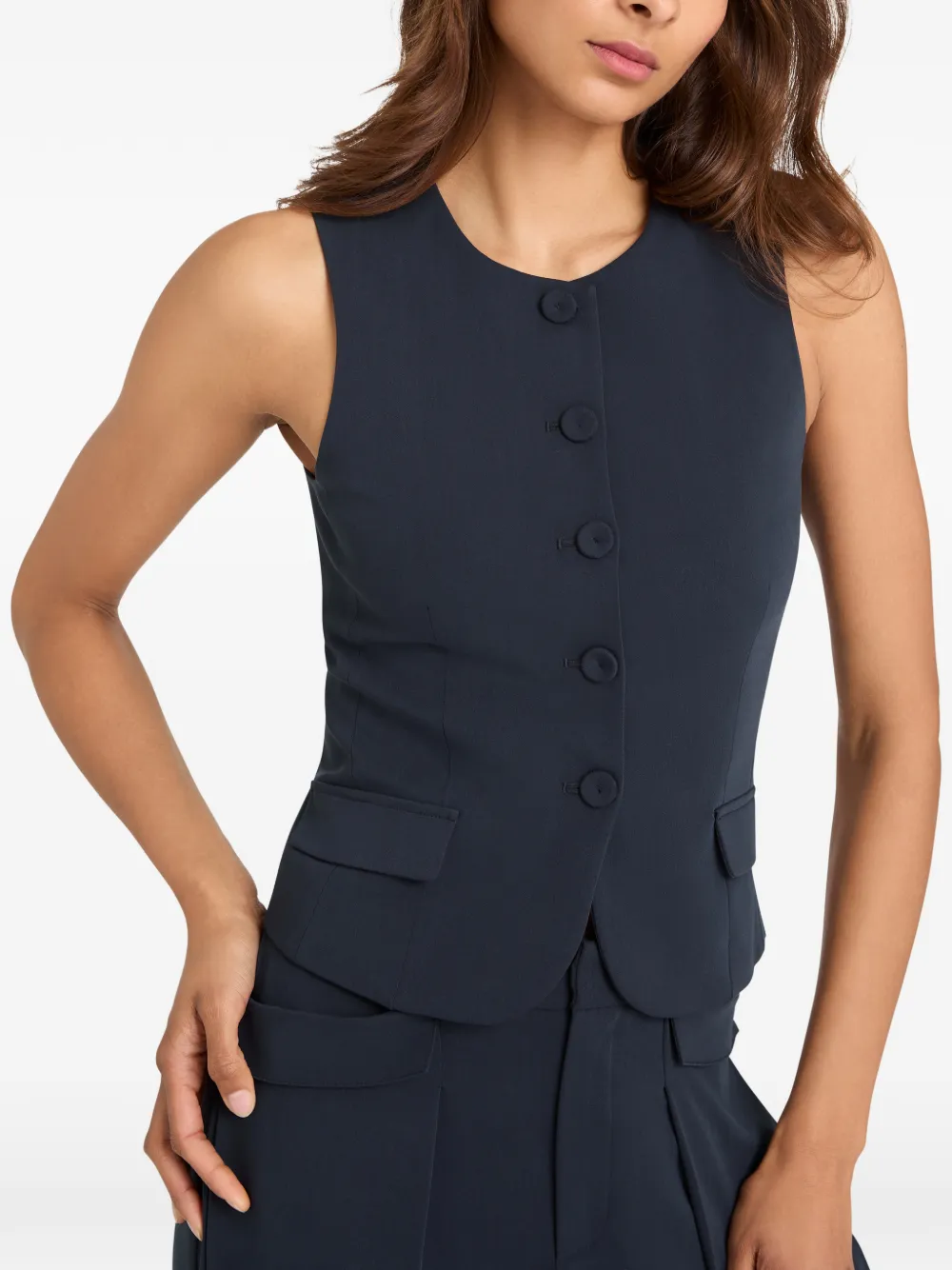 Cinq A Sept Winora mouwloze top met knopen Blauw