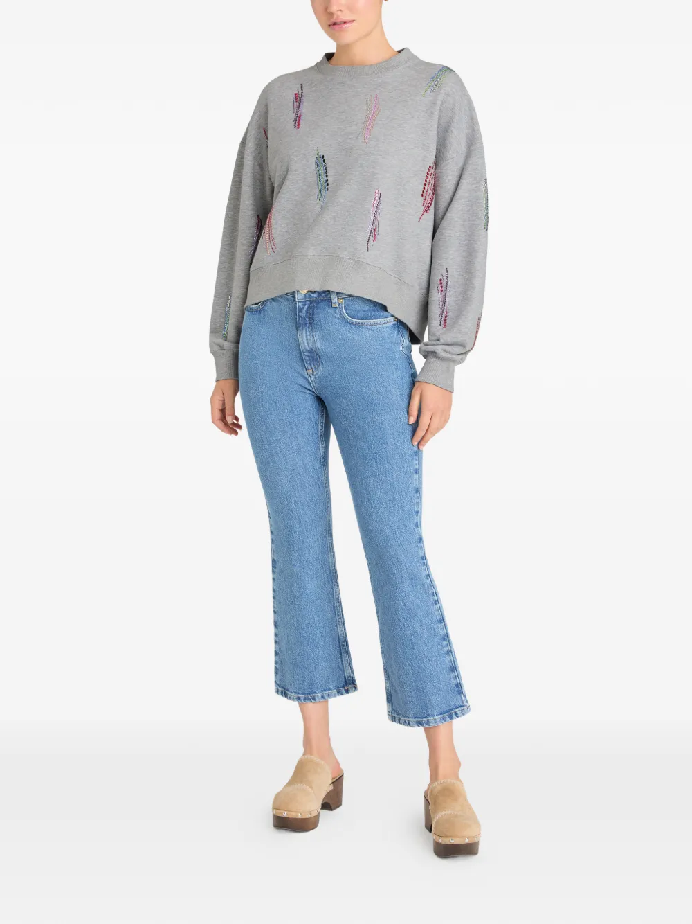  Cinq A Sept Paillette Whirl Brandy Long-sleeve Sweatshirt - Grey 