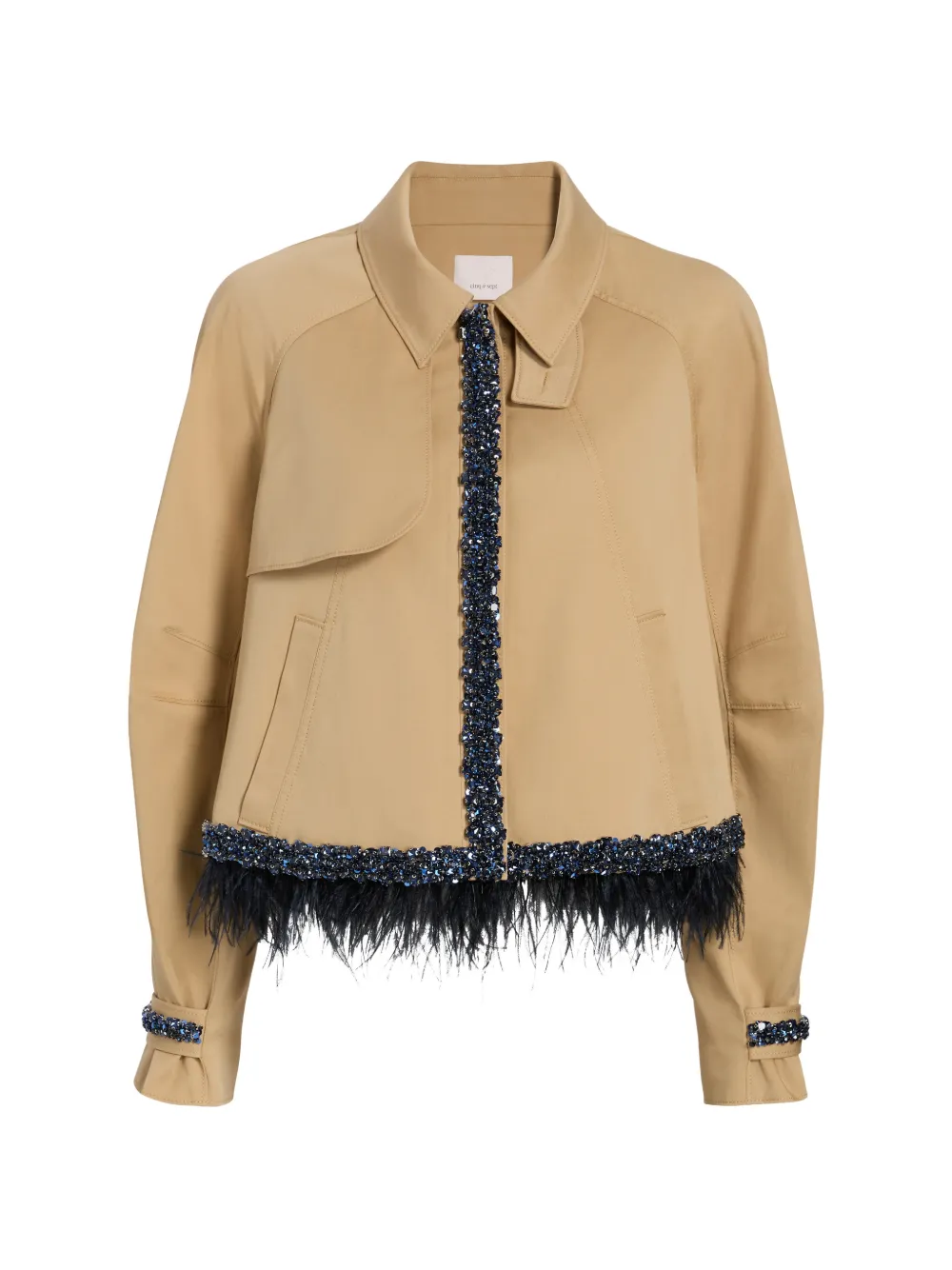 Cinq A Sept Carmila beaded feather-trim jacket - Toni neutri